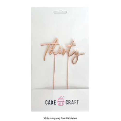 Thirty Metal Cake Topper - Rose Gold - Click Image to Close